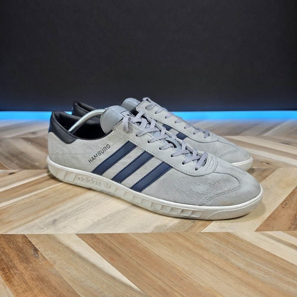Adidas Originals Hamburg Low Grey Collegiate Navy BB5298 Suede Men's Size 11.5